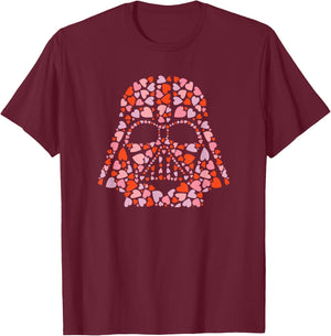Star Wars Valentine’s Day Darth Vader Helmet Love Hearts T-Shirt - T-Shirt | Maroon