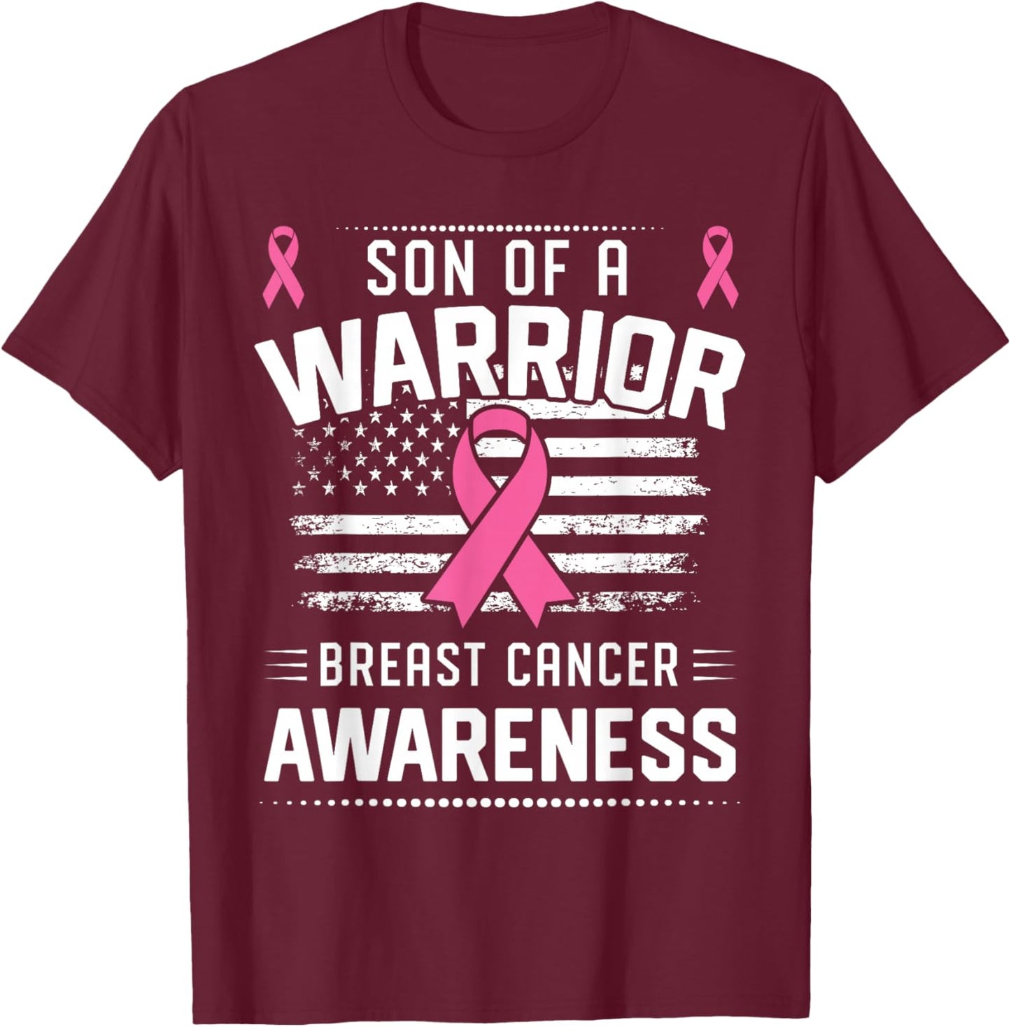 Son Of A Warrior Breast Cancer Awareness Son T-Shirt - T-Shirt | Maroon
