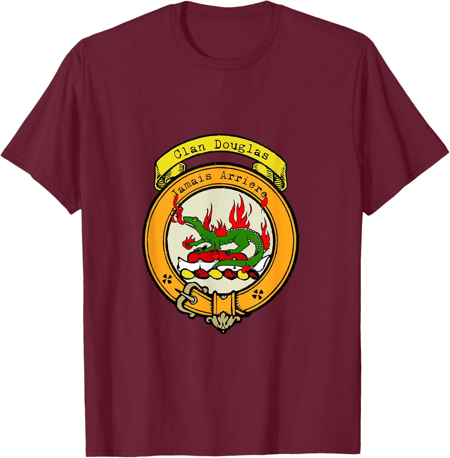 Clan Douglas Scottish Crest T-Shirt - T-Shirt | Maroon