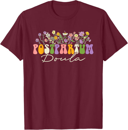 Postpartum Doula T-Shirt - T-Shirt | Maroon