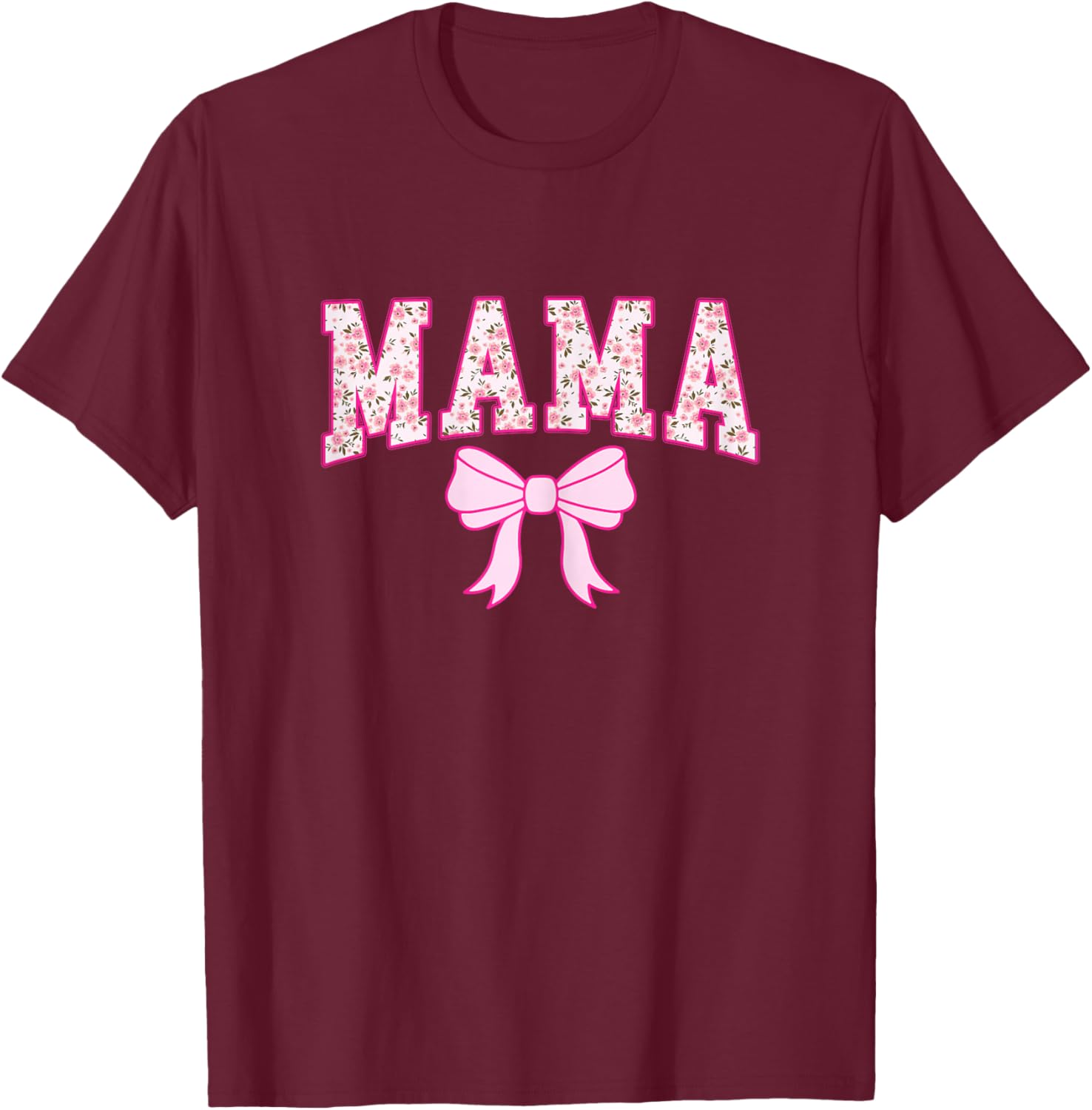 Mama Coquette Bow Retro Pink Aesthetic Mother's Day Mom Life T-Shirt - T-Shirt | Maroon