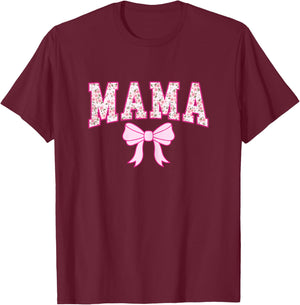 Mama Coquette Bow Retro Pink Aesthetic Mother's Day Mom Life T-Shirt - T-Shirt | Maroon