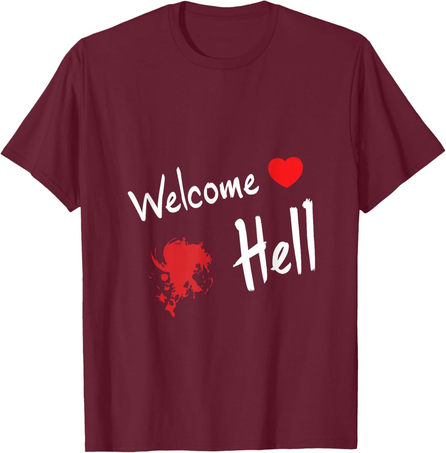 Mini-Hakkero Touhou Project - Welcome Hell Gensokyo Relaxed Anime - Black - Small T-Shirt - T-Shirt | Maroon