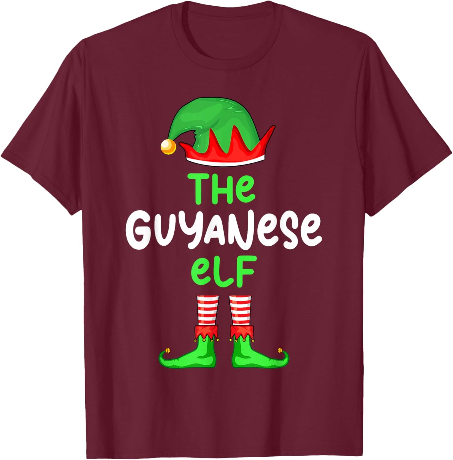 I'm The Guyanese Elf Guyana Christmas Funny Pajama T-Shirt - T-Shirt | Maroon