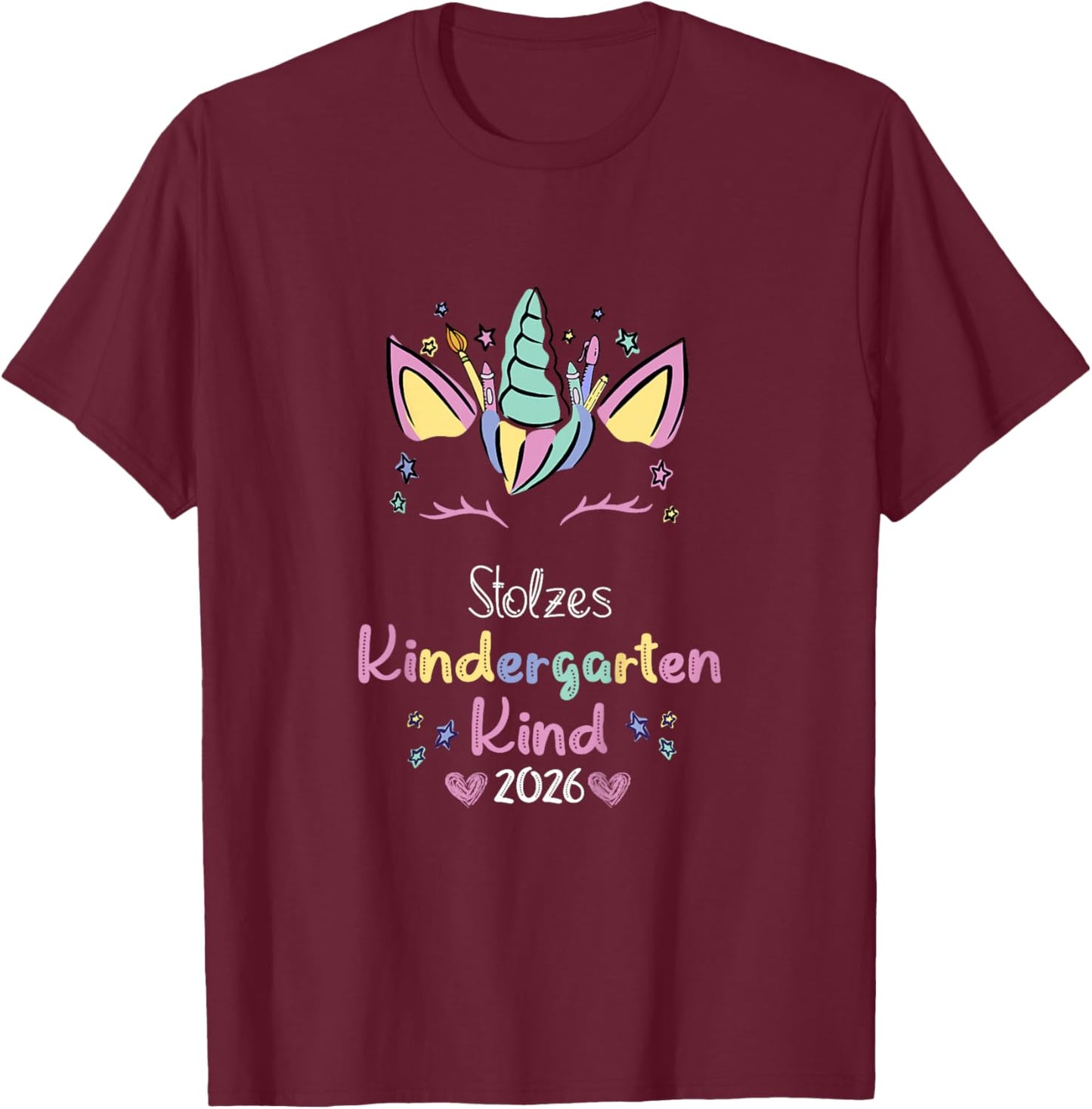Stolzes Kindergartenkind 2026 Kindergarten & Kita Mädchen T-Shirt - T-Shirt | Maroon