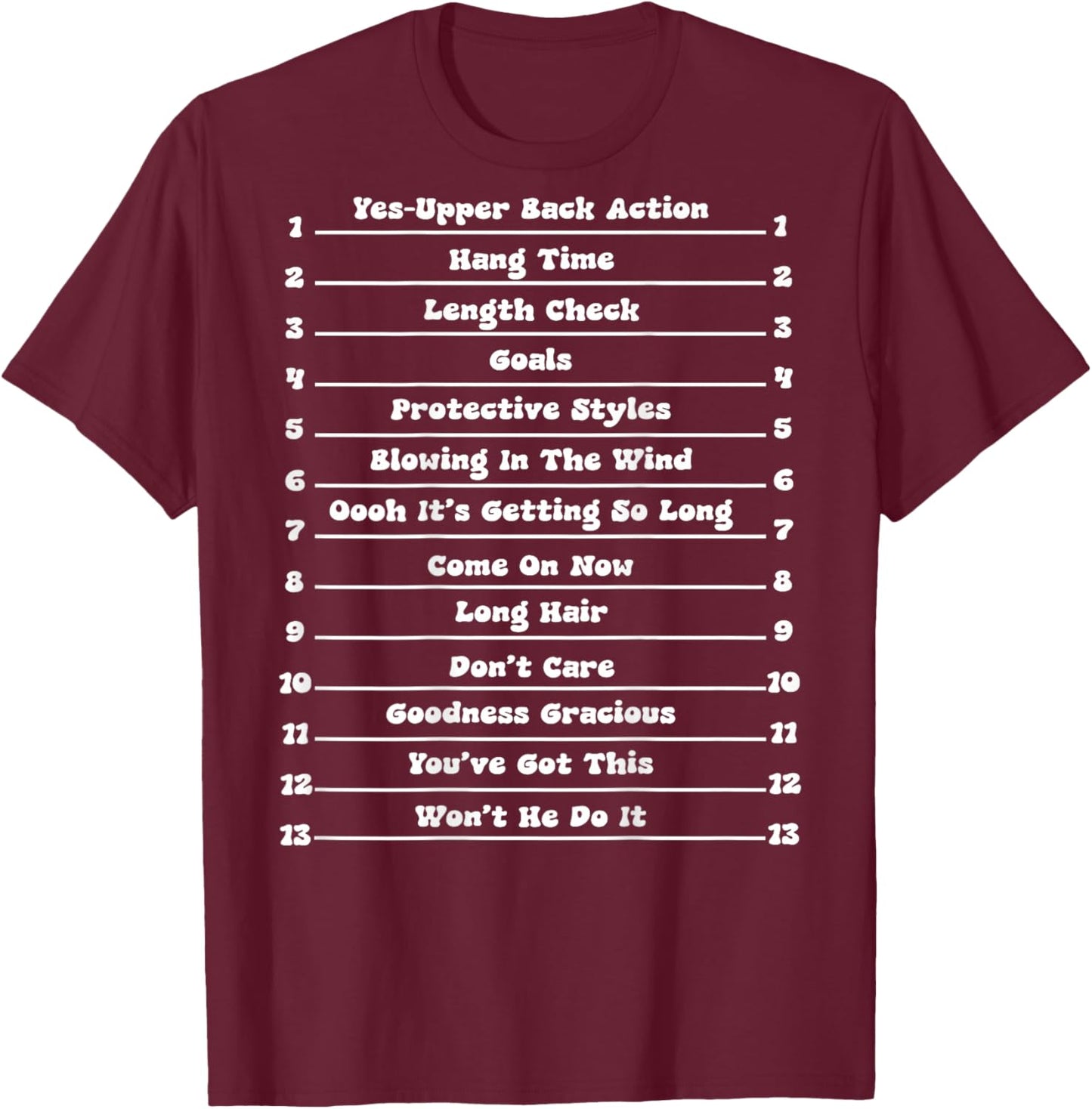 Long Natural Hair Tracking, Funny Length Check Hair T-Shirt - T-Shirt | Maroon