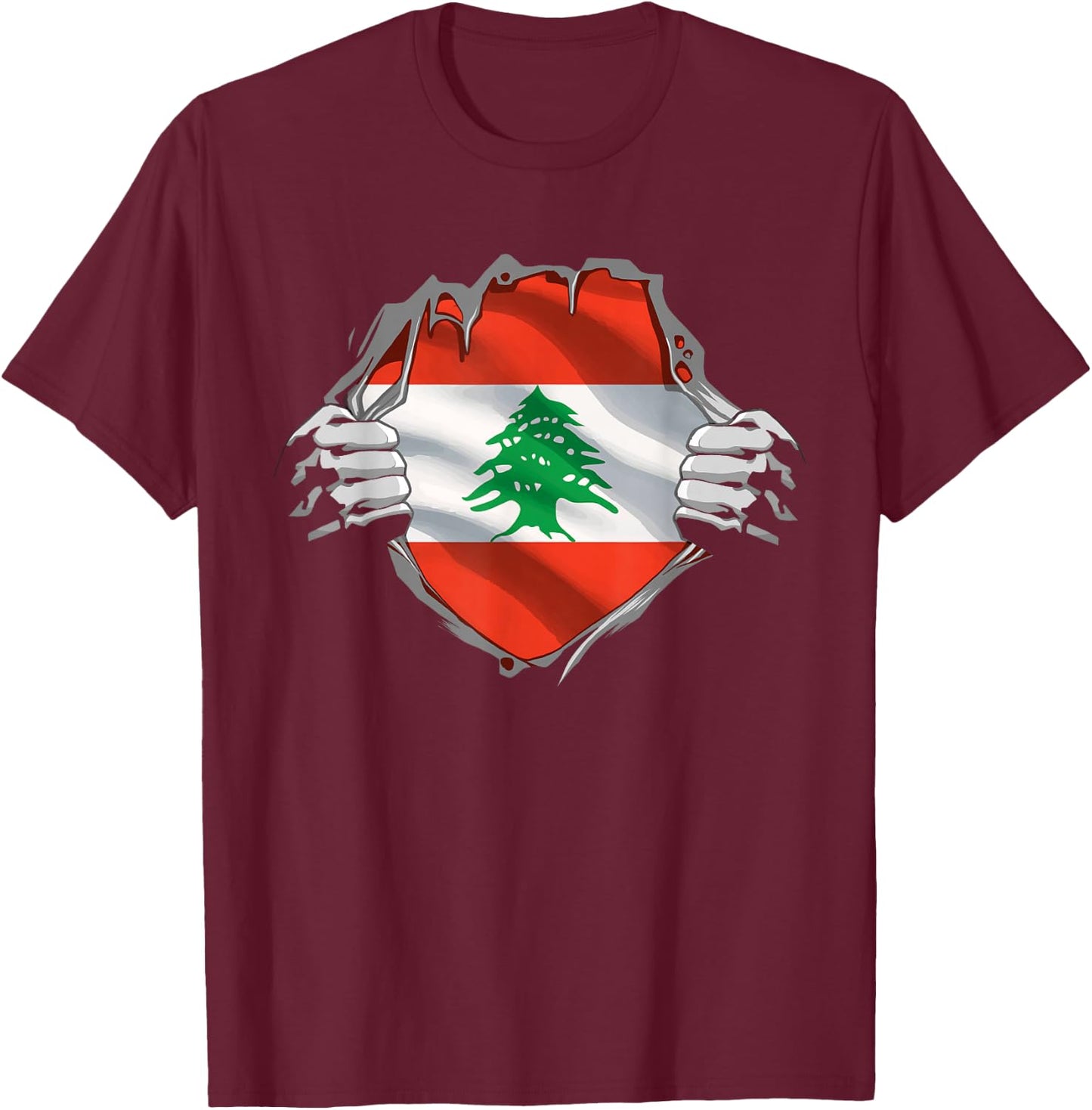 Lebanon Shirt Super Lebanese Flag Middle East Lebanese Roots T-Shirt - T-Shirt | Maroon