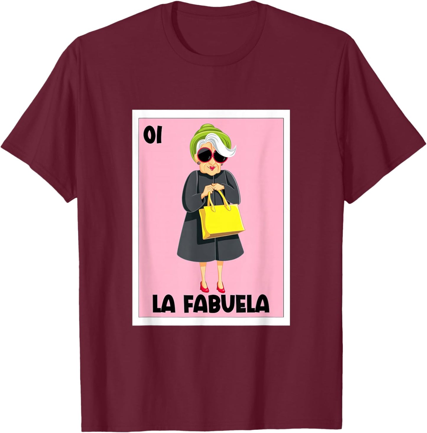 La Fabuela Mexican Bingo Card Game Spanish Grandma Abuela T-Shirt - T-Shirt | Maroon