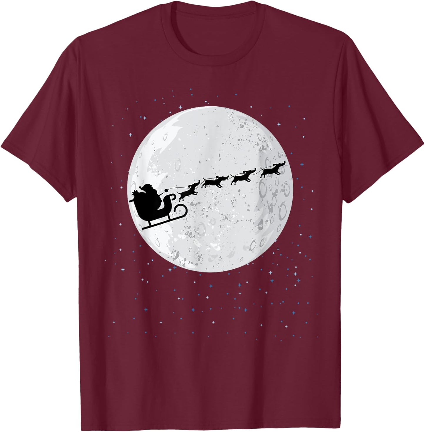 Dachshund Santa Sleigh Wiener Dog Christmas Gift Women Kids T-Shirt - T-Shirt | Maroon