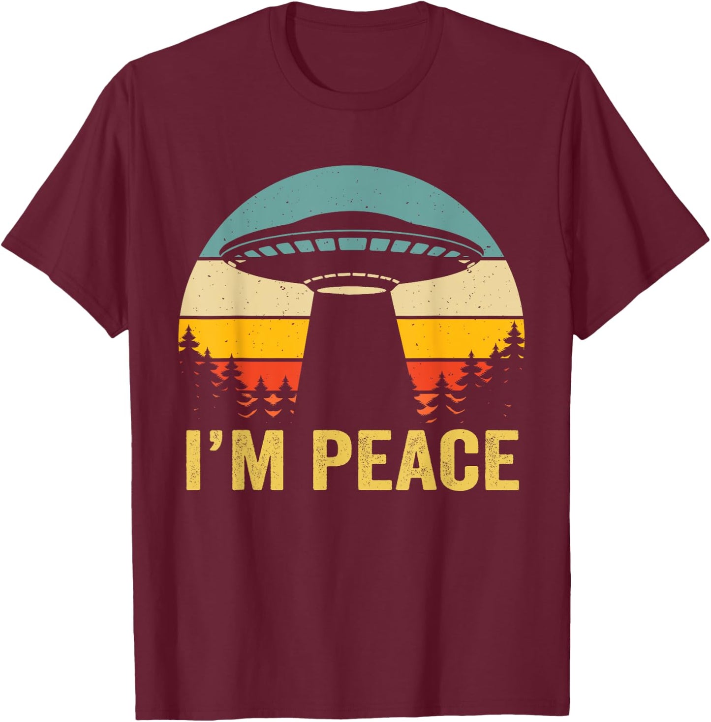 I Come In Peace im Peace Matching Couples Alien T-Shirt - T-Shirt | Maroon