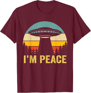 I Come In Peace im Peace Matching Couples Alien T-Shirt - T-Shirt | Maroon