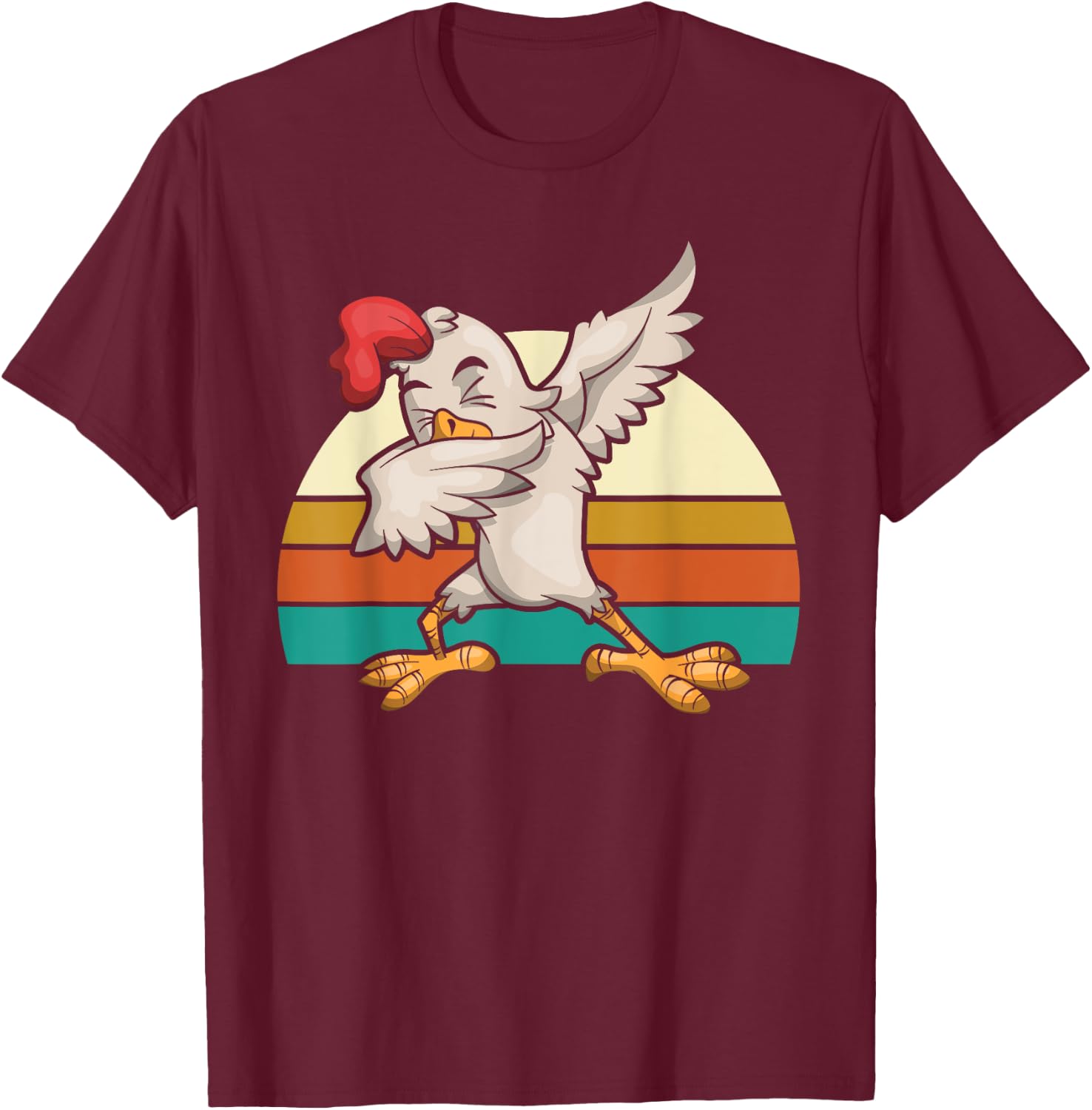 Retro Dabbing Rooster Kids Gift Funny Chicken T-Shirt - T-Shirt | Maroon