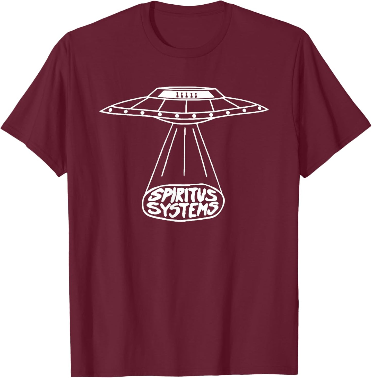 Spiritus Systems Uab Glow - Black, -Adults, Short Sleeve, Cotton 60% Polyester 40%, Small, Glowing UFO Pattern, Christmas Occasion T-Shirt - T-Shirt | Maroon