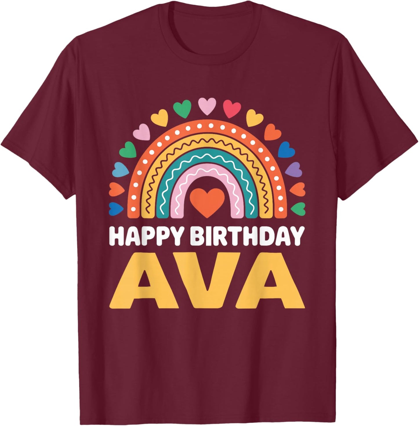 Ava Happy Birthday Rainbow T-Shirt - T-Shirt | Maroon