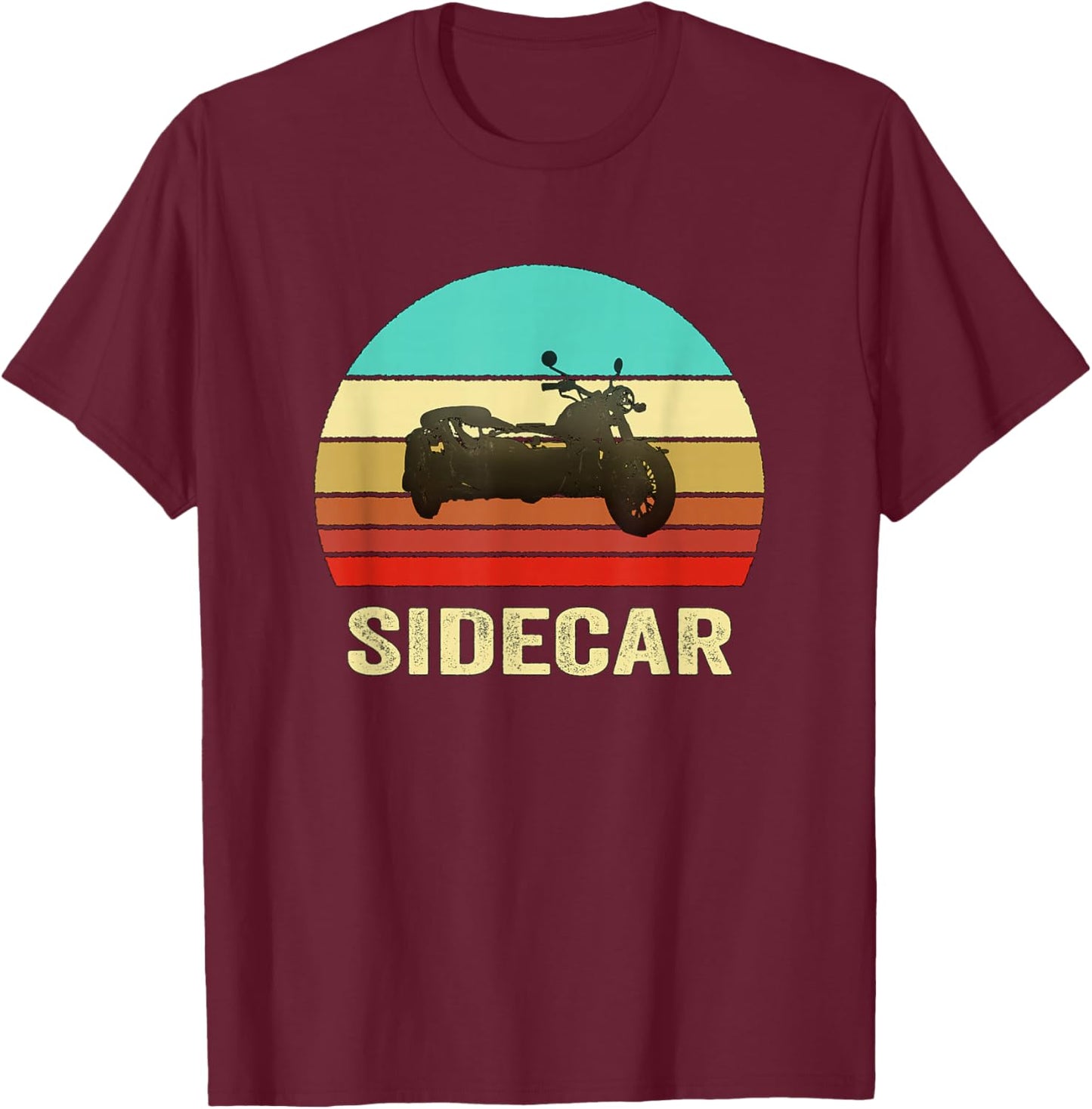 Vintage Retro Style Sunset Sidecar Motorcycle T-Shirt - T-Shirt | Maroon