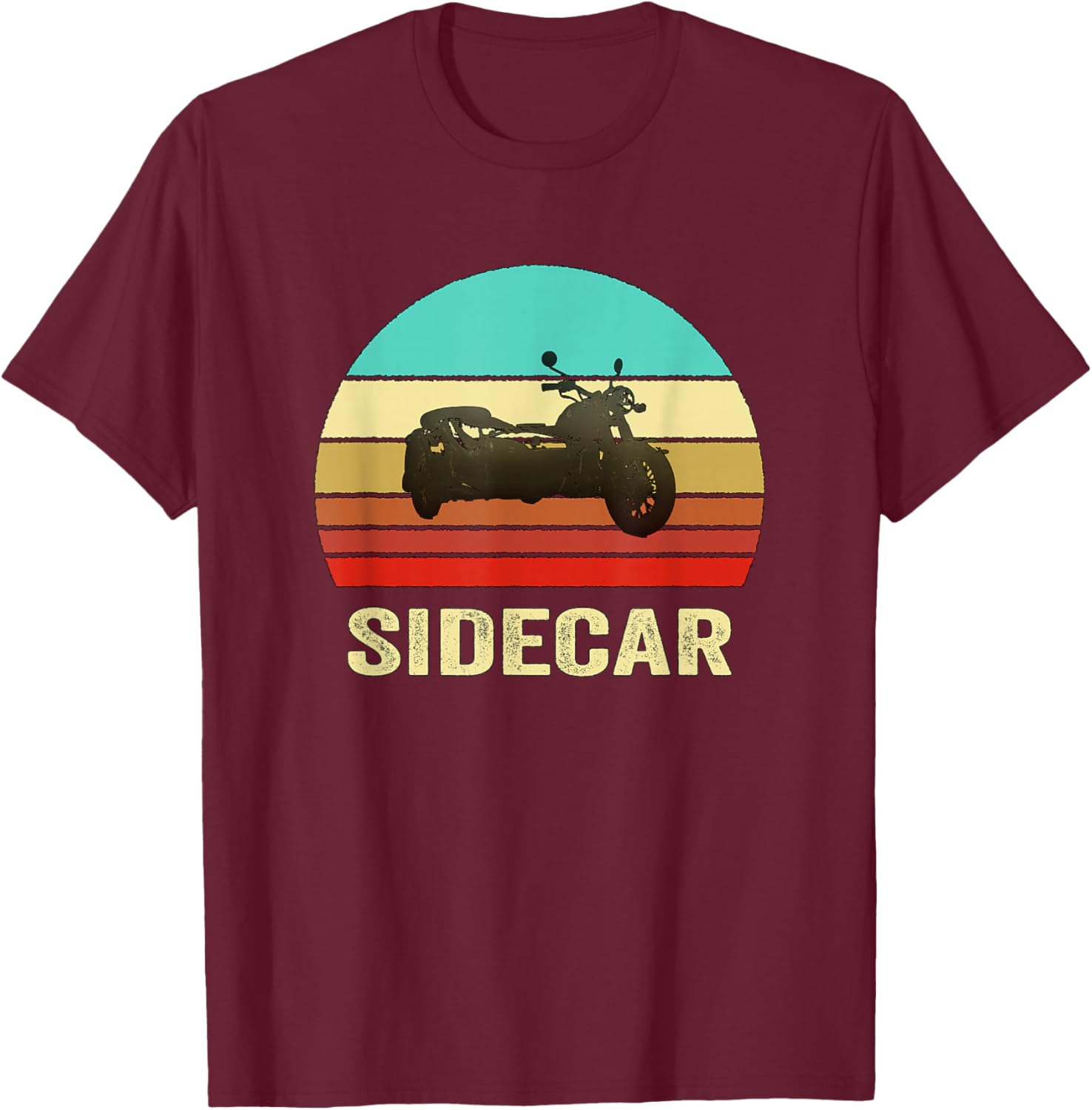 Vintage Retro Style Sunset Sidecar Motorcycle T-Shirt - T-Shirt | Maroon