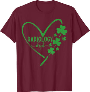 Radiology Dept St. Patricks Day Heart Shamrock Rad Tech T-Shirt - T-Shirt | Maroon
