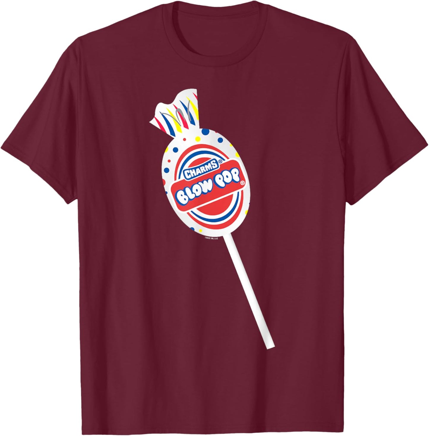 Charms Blow Pop Photo Real Lollipop Logo T-Shirt - T-Shirt | Maroon