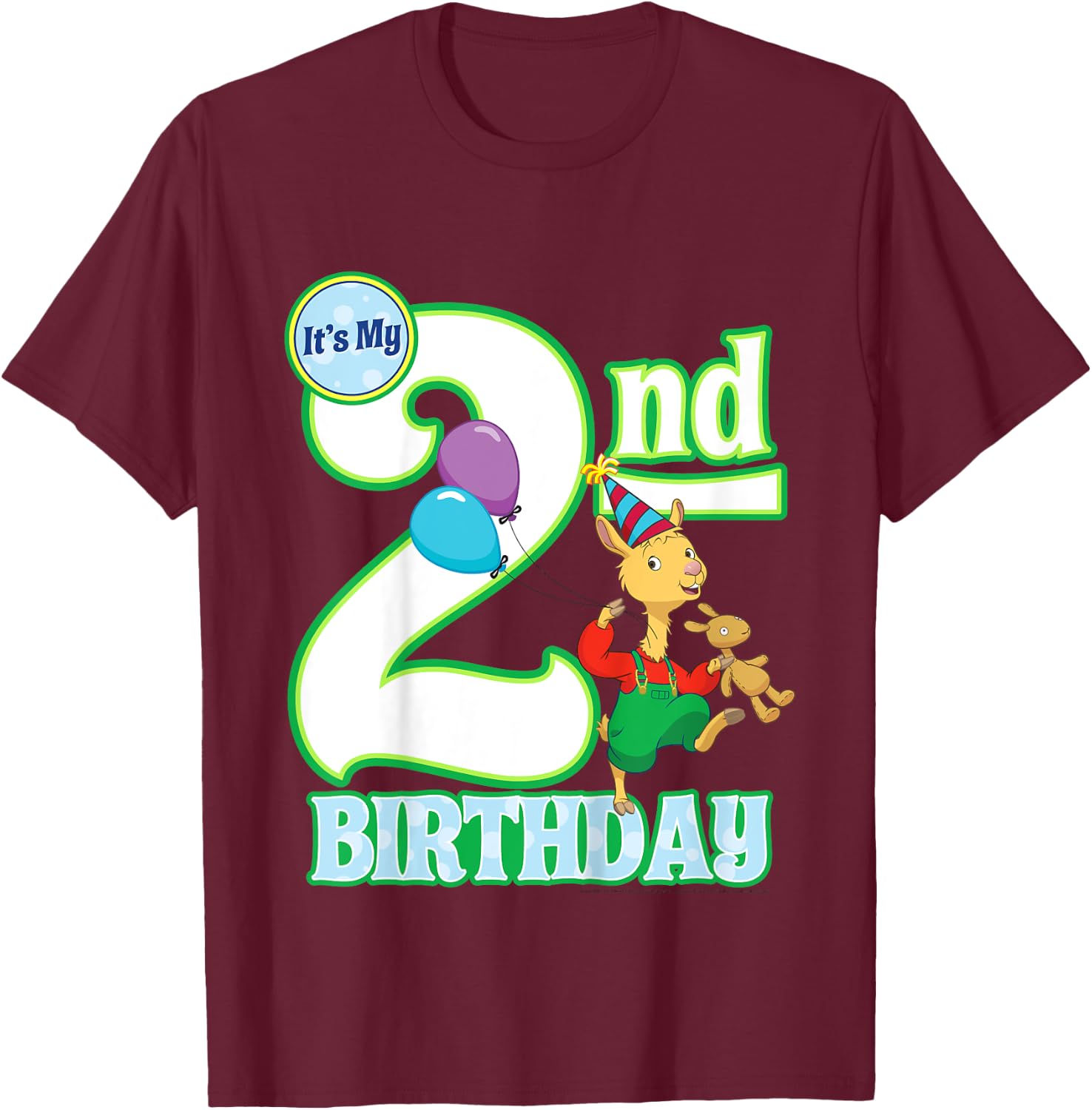 Kids Children's Second Birthday Official Llama Llama Shirt T-Shirt - T-Shirt | Maroon