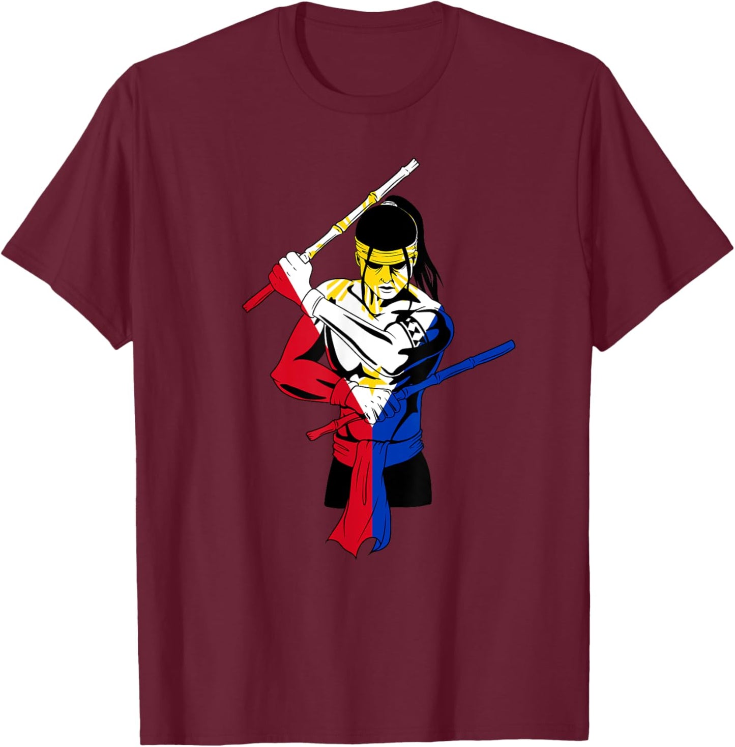 Philippines Proud Martial Arts Kali Eskrima Arnis Fighter T-Shirt - T-Shirt | Maroon
