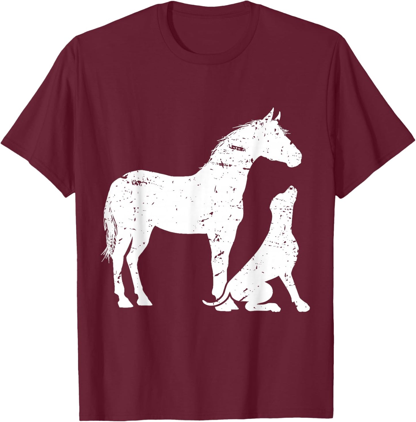 Horse and Dog Motif and Men. Horse Dog Lover Small T-Shirt - T-Shirt | Maroon