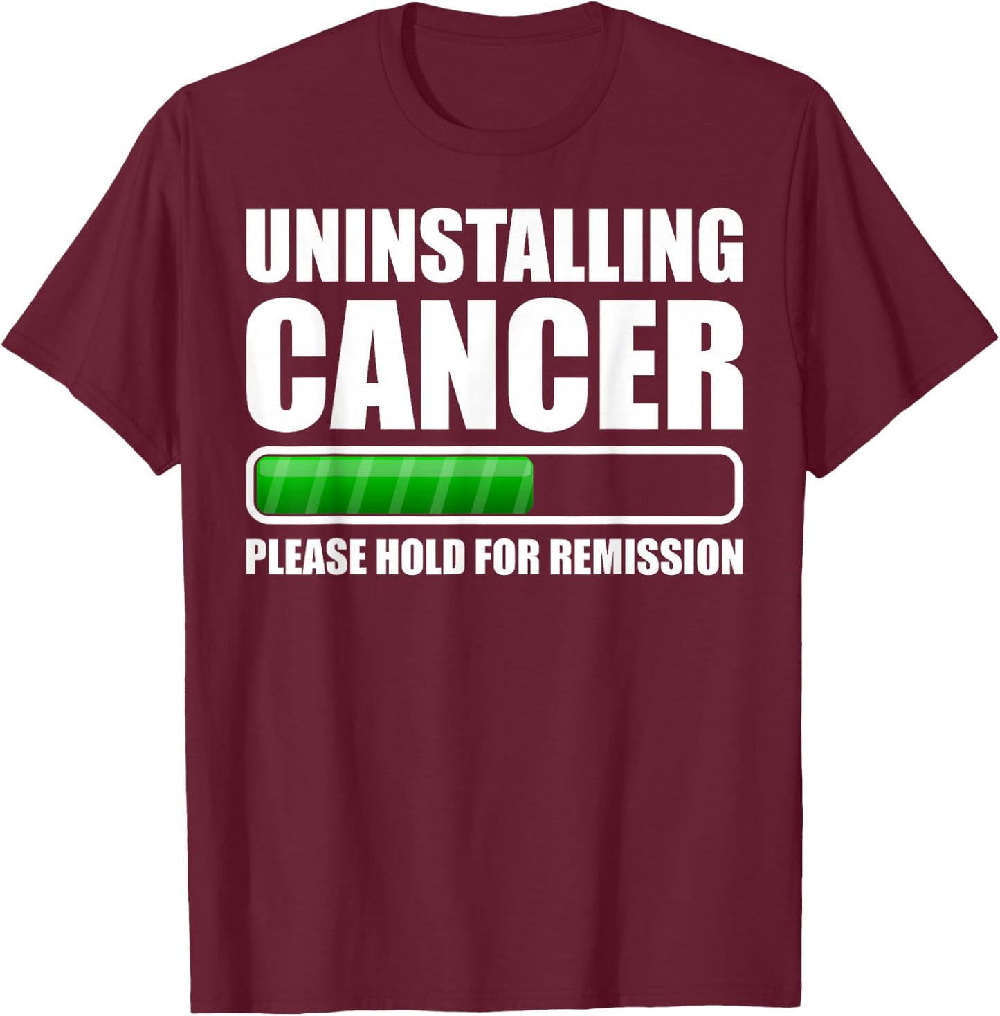 Uninstalling Cancer Gifts -Adults Cancer Awareness Black Small Modern Short Sleeve T-Shirt - T-Shirt | Maroon