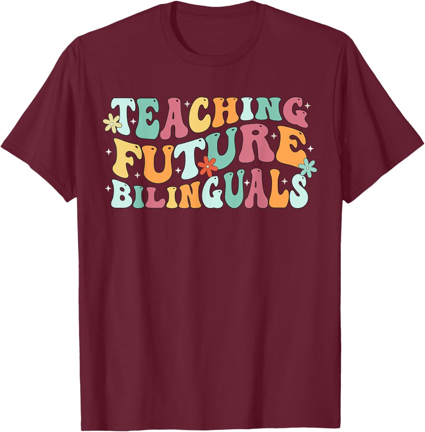 Retro Groovy Maestra Funny Spanish Teacher Bilingual Women T-Shirt - T-Shirt | Maroon