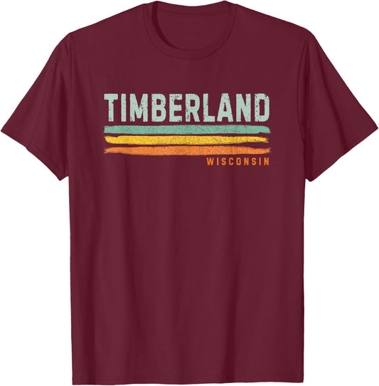 Vintage Stripes Timberland WI T-Shirt - T-Shirt | Maroon