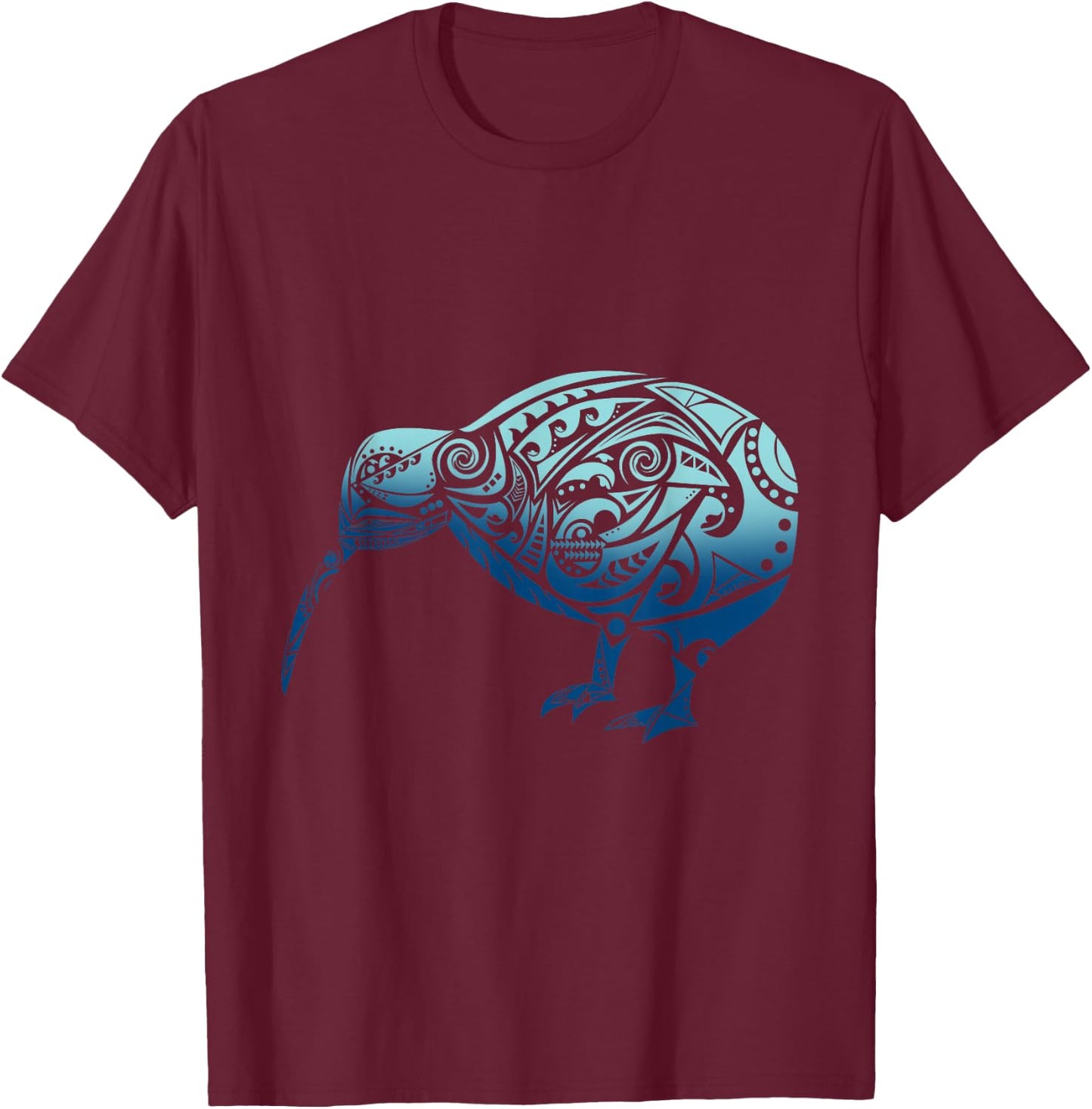 Polynesia Maori Kiwi Bird Ocean Blue New Zealand Souvenir T-Shirt - T-Shirt | Maroon