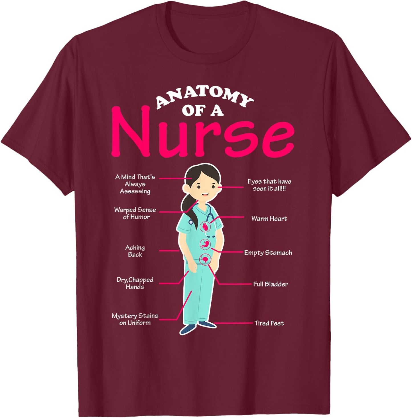 RN LVN Nurse Anatomy Scrub Cool Nursing Graduate Gift T-Shirt - T-Shirt | Maroon