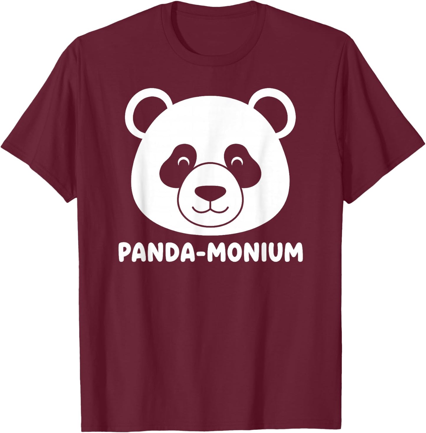 Panda Monium Funny Animal Pun Pandamonium Cute Bear T-Shirt - T-Shirt | Maroon
