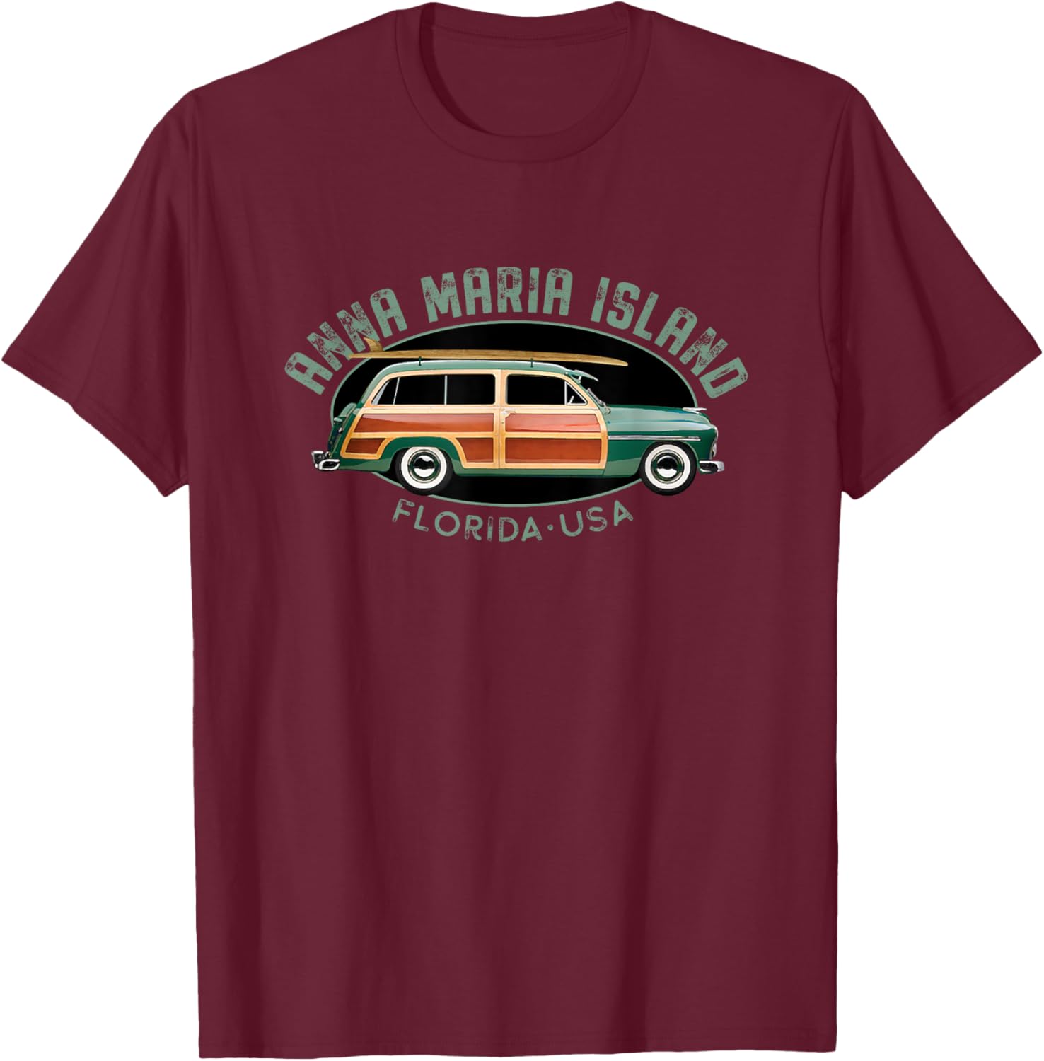 Anna Maria Island Florida vintage surfing T-Shirt - T-Shirt | Maroon