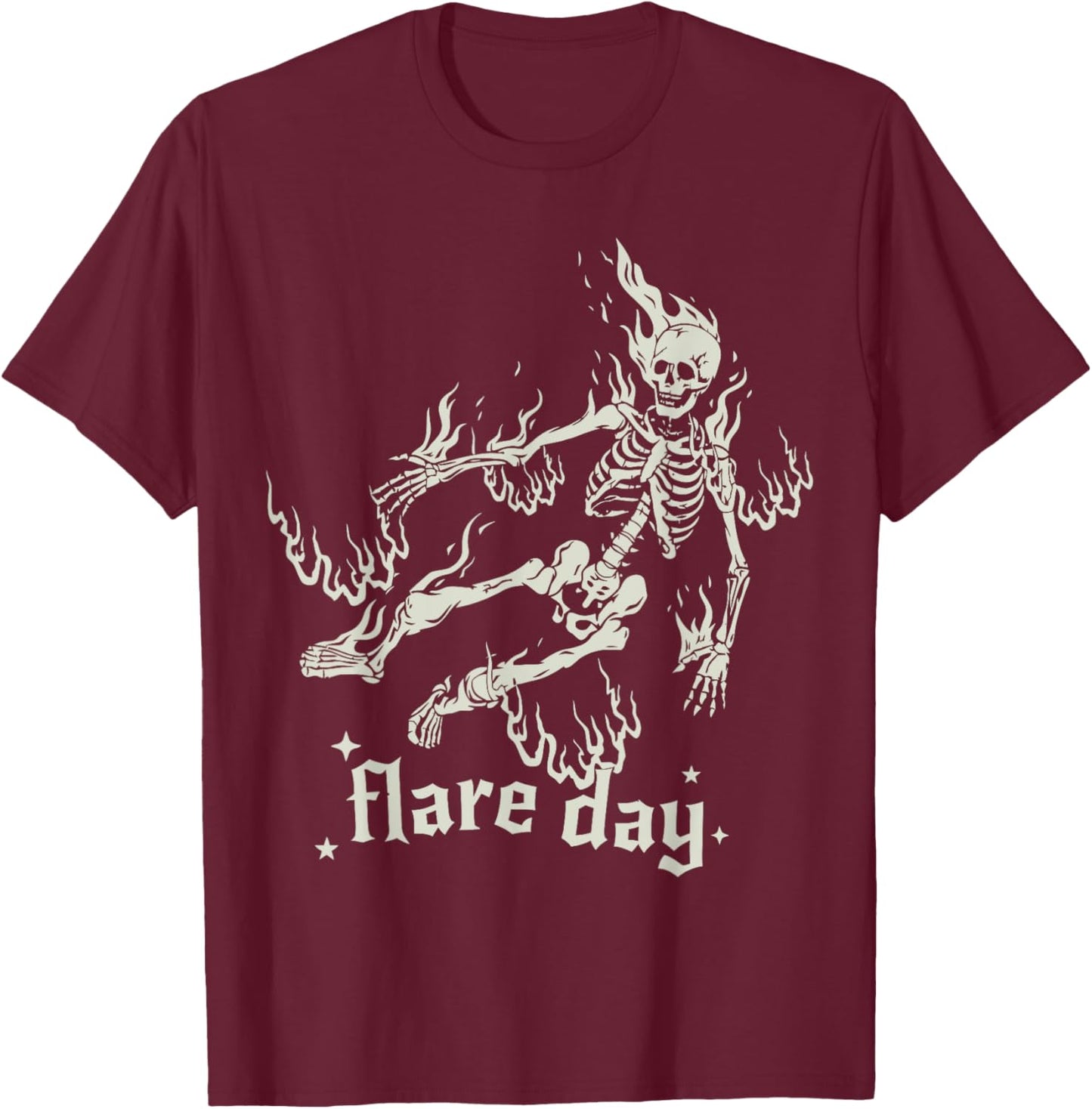 Halloween Skeleton Flare Day Fibromyalgia Endometriosis T-Shirt - T-Shirt | Maroon