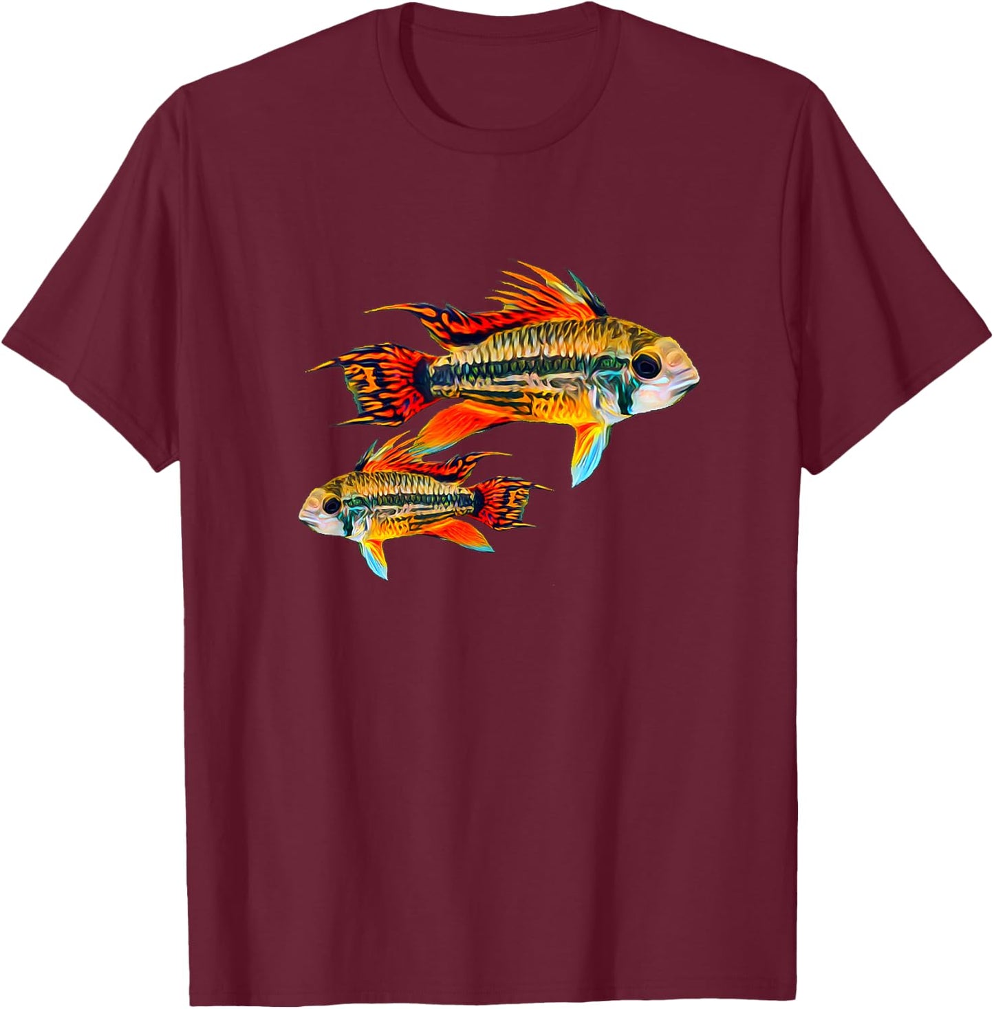 Cockatoo Dwarf Cichlid Apistogramma Cichlids Aquarium T-Shirt - T-Shirt | Maroon