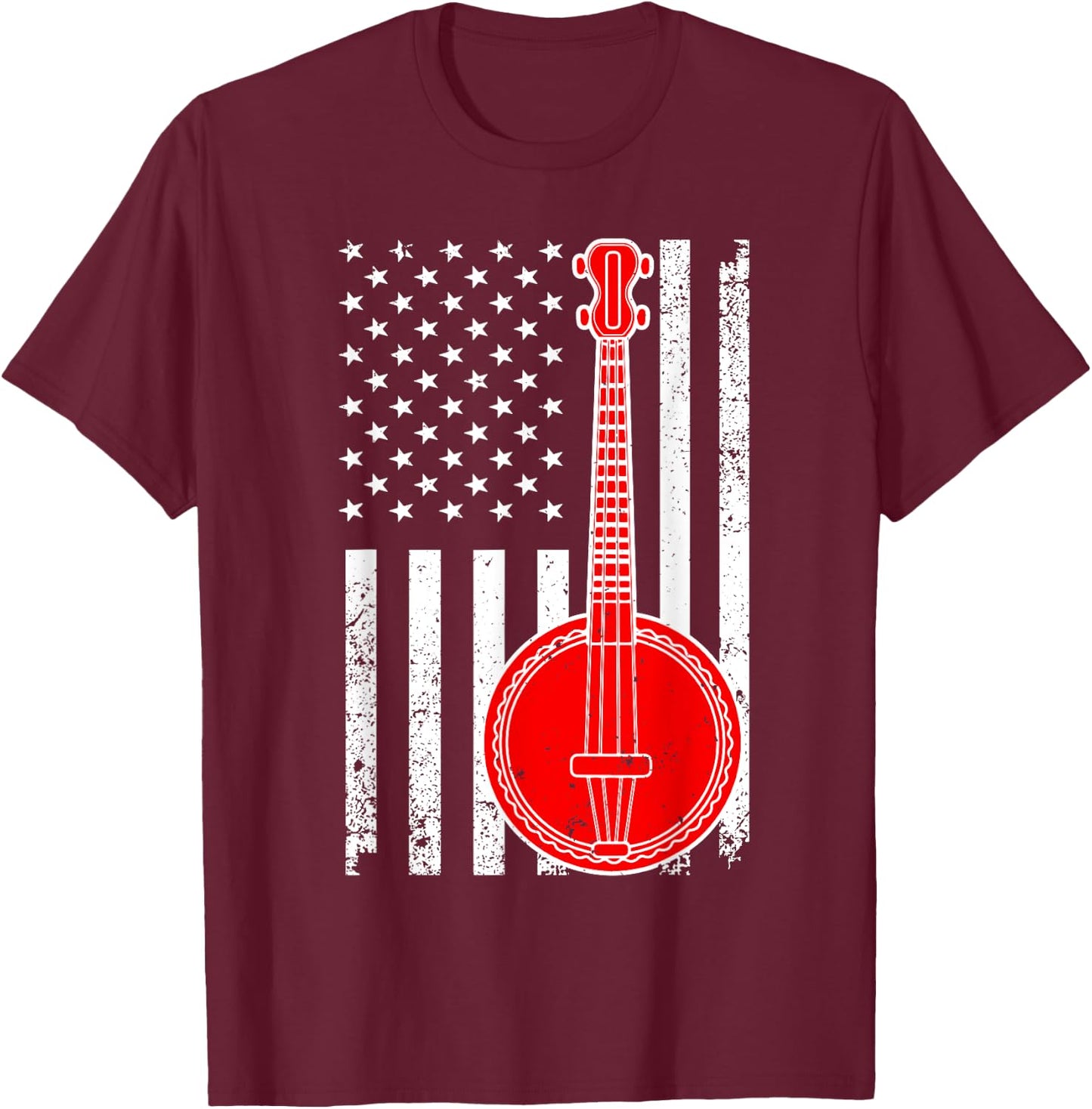 Cool Banjo Design Women Kids Bluegrass Banjo Player T-Shirt - T-Shirt | Maroon