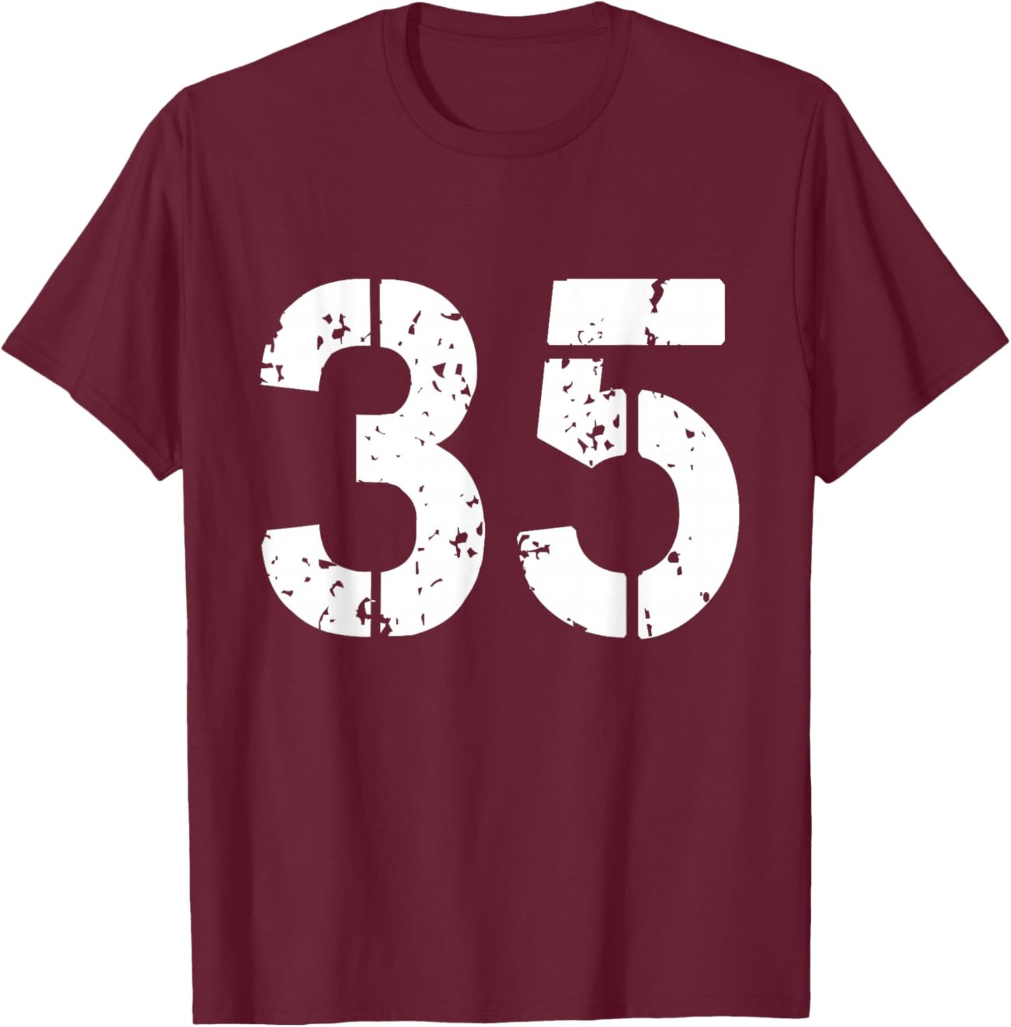 Number 35 Varsity Team - 35th Birthday & 35 Years Old T-Shirt - T-Shirt | Maroon
