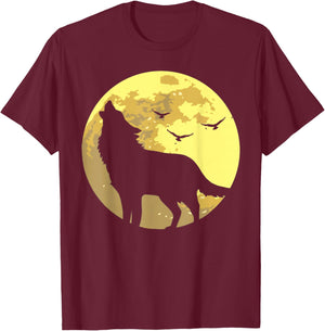 Lone Wolf Howling at Moon Gift Women Kids Boys Girls T-Shirt - T-Shirt | Maroon