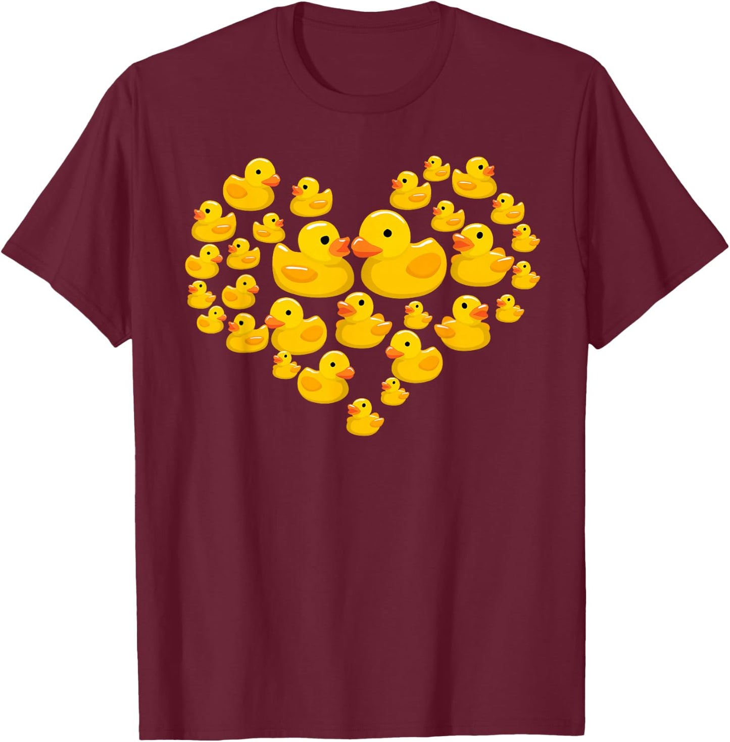 Funny Rubber Duck Gift Women Cool Rubber Ducks Heart T-Shirt - T-Shirt | Maroon