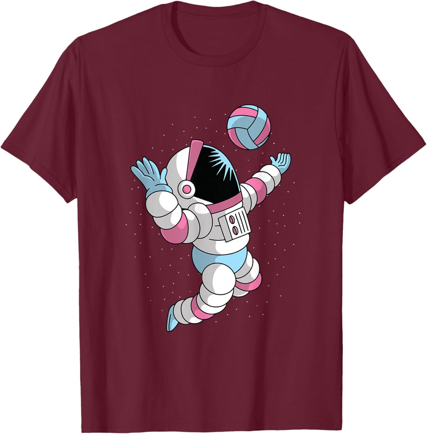Astronaut Volleyball Player in Space Cool Science Sports T-Shirt - T-Shirt | Maroon