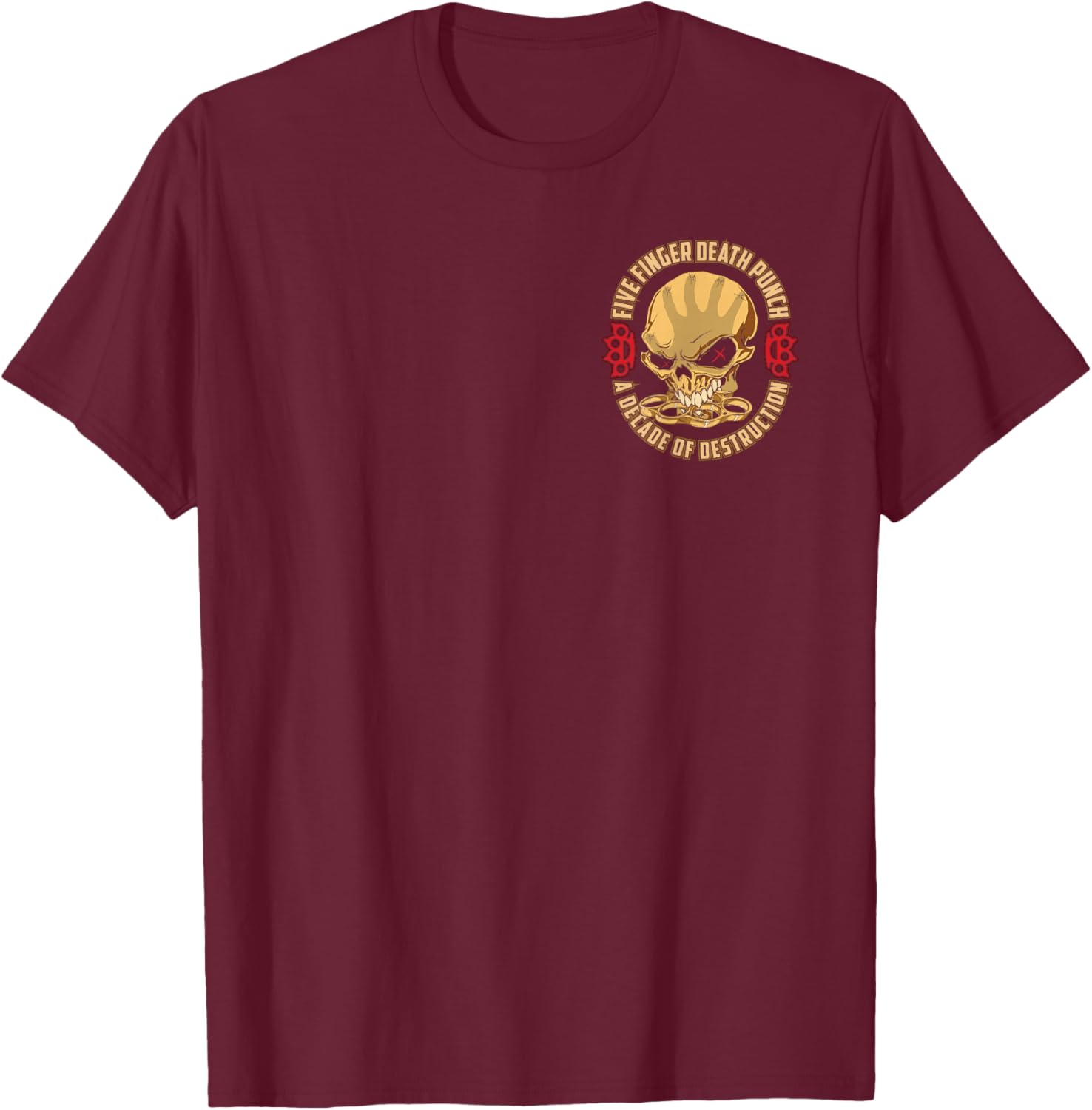 Five Finger Death Punch - Bonehead Cross , , Black, Small T-Shirt - T-Shirt | Maroon