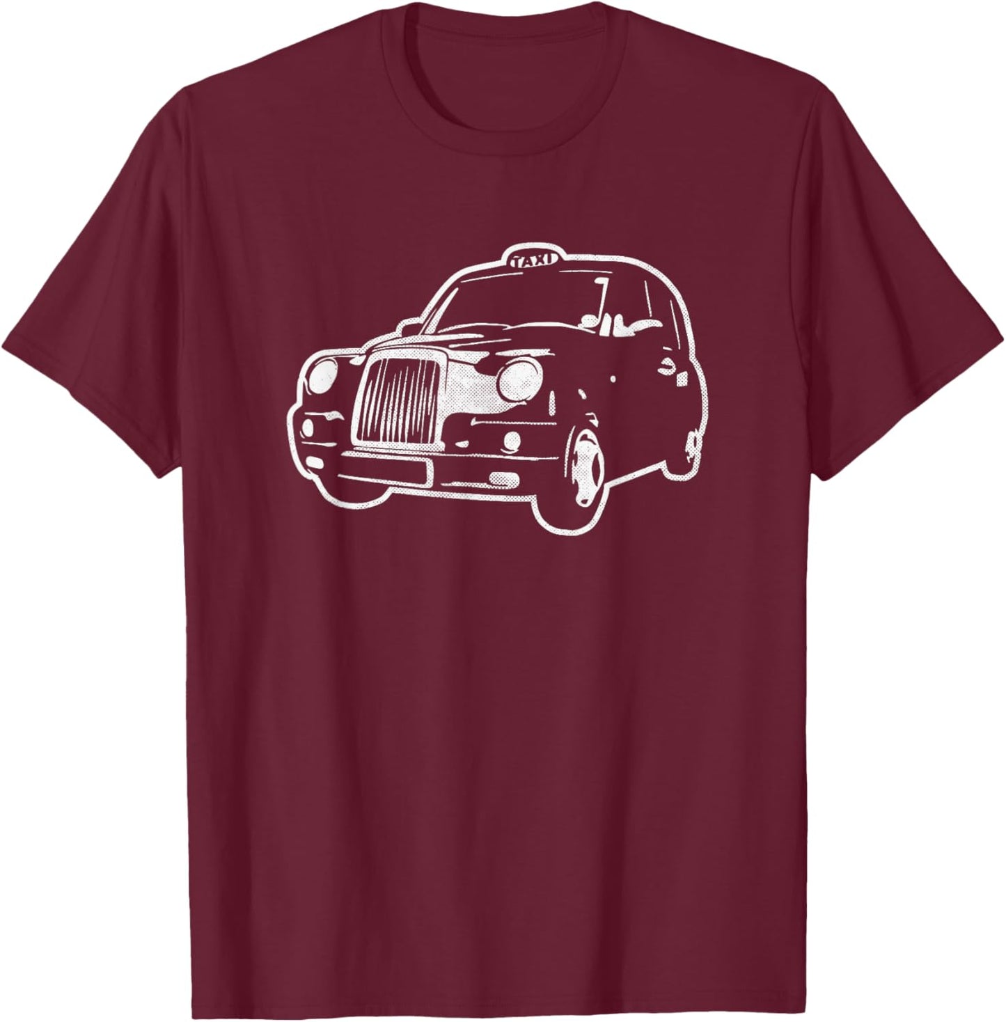 Taxi London Black Cab Outline Novelty Souvenir Memorabilia T-Shirt - T-Shirt | Maroon