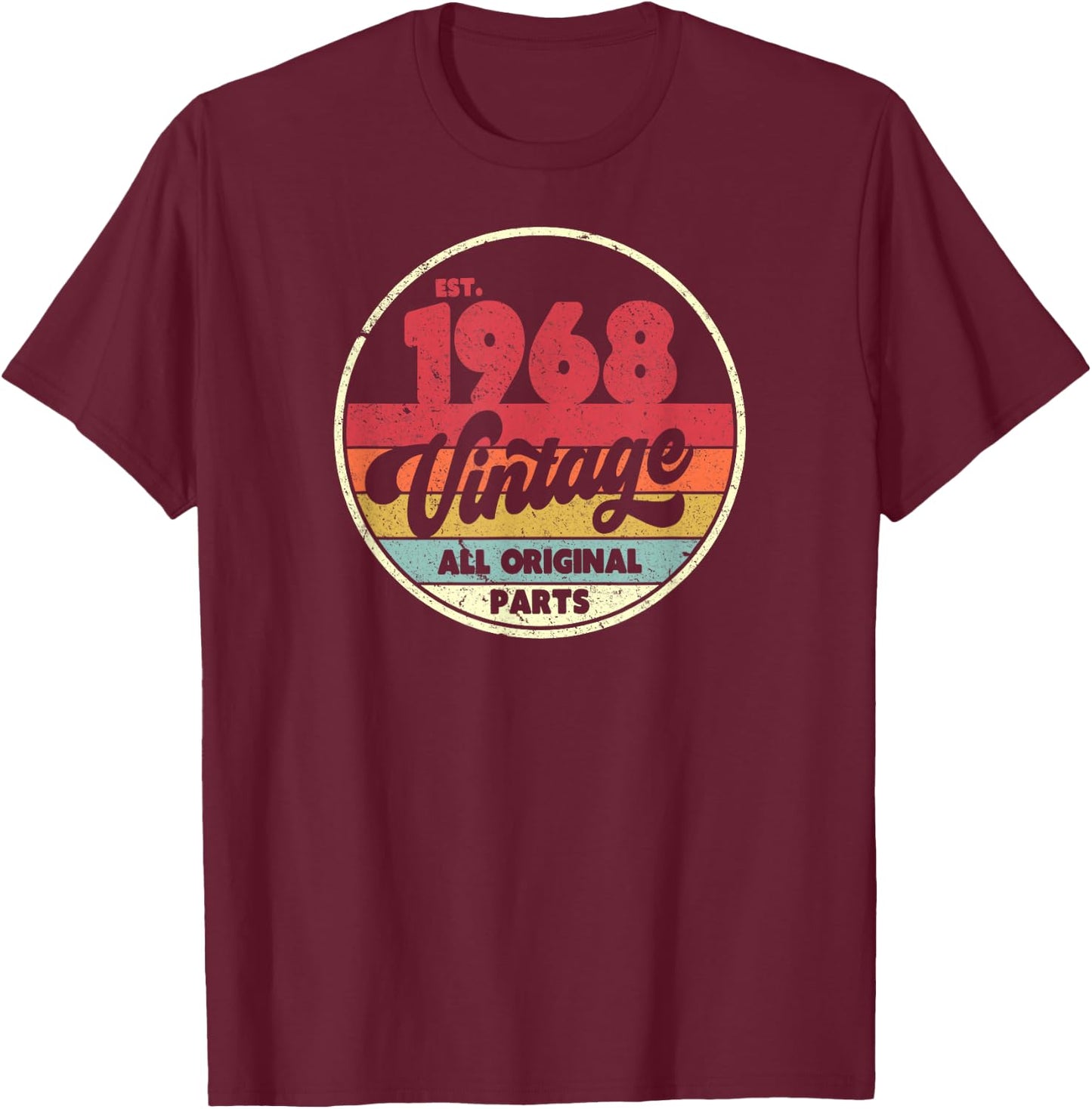 1968 Vintage Shirt, Birthday Gift . Retro Style T-Shirt - T-Shirt | Maroon