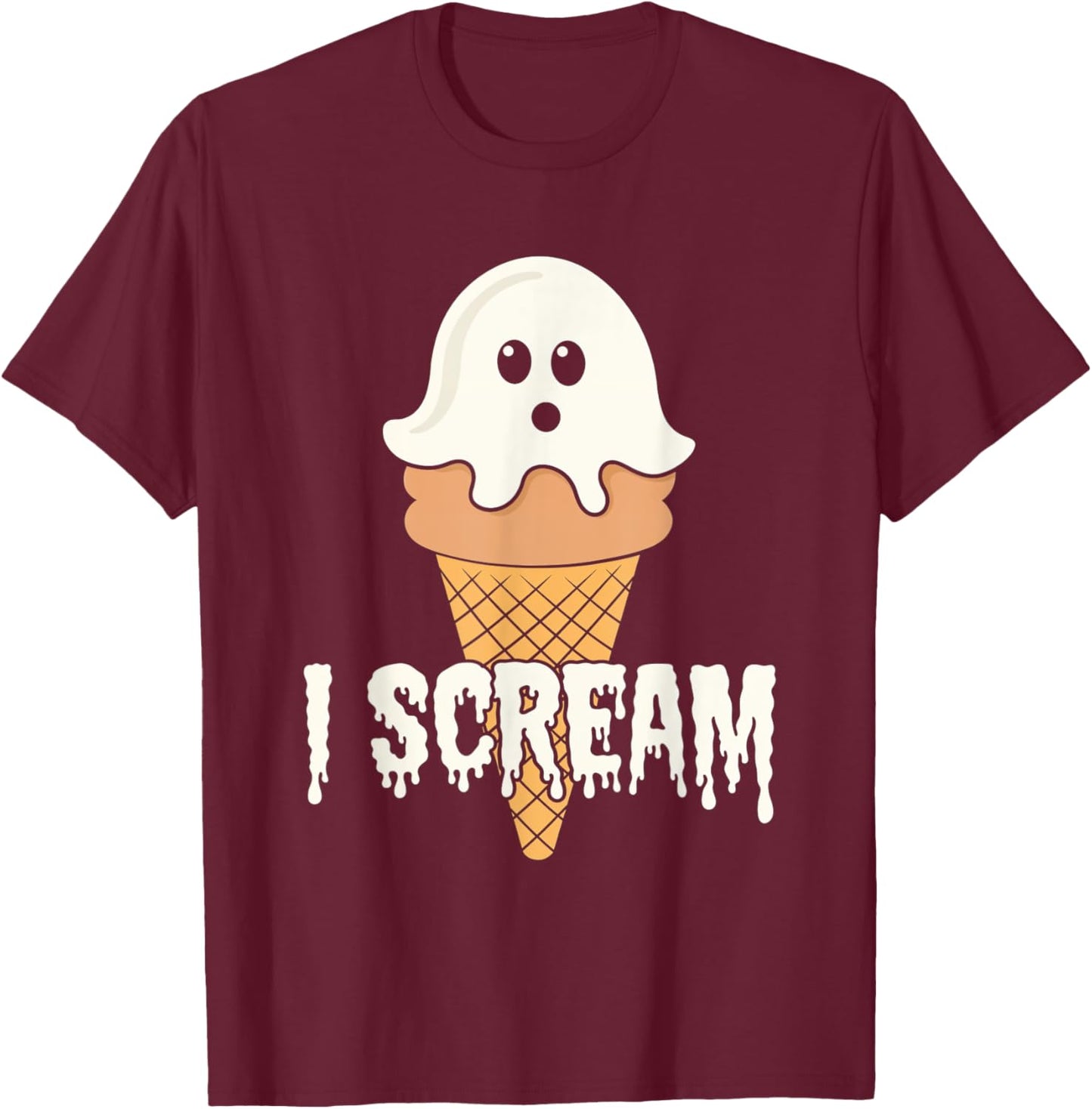 I Scream Ice Cream Ghost Halloween Costume Treats T-Shirt - T-Shirt | Maroon