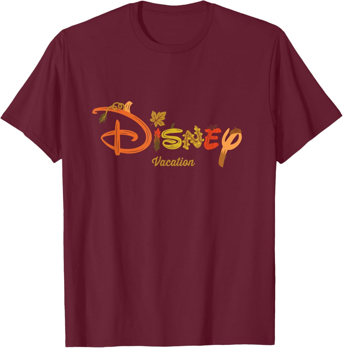 Disney Autumn Fill Logo Fall Trip Vacation T-Shirt - T-Shirt | Maroon