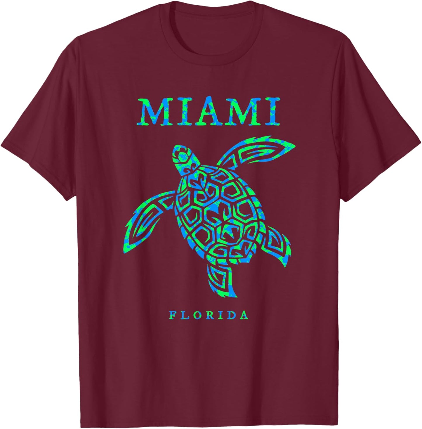 Miami Florida Sea Turtle Boys Girls Kids Vacation Souvenir T-Shirt - T-Shirt | Maroon