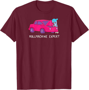Threadless Nathan W. Pyle Rollmachine Expert Graphic T-Shirt - T-Shirt | Maroon