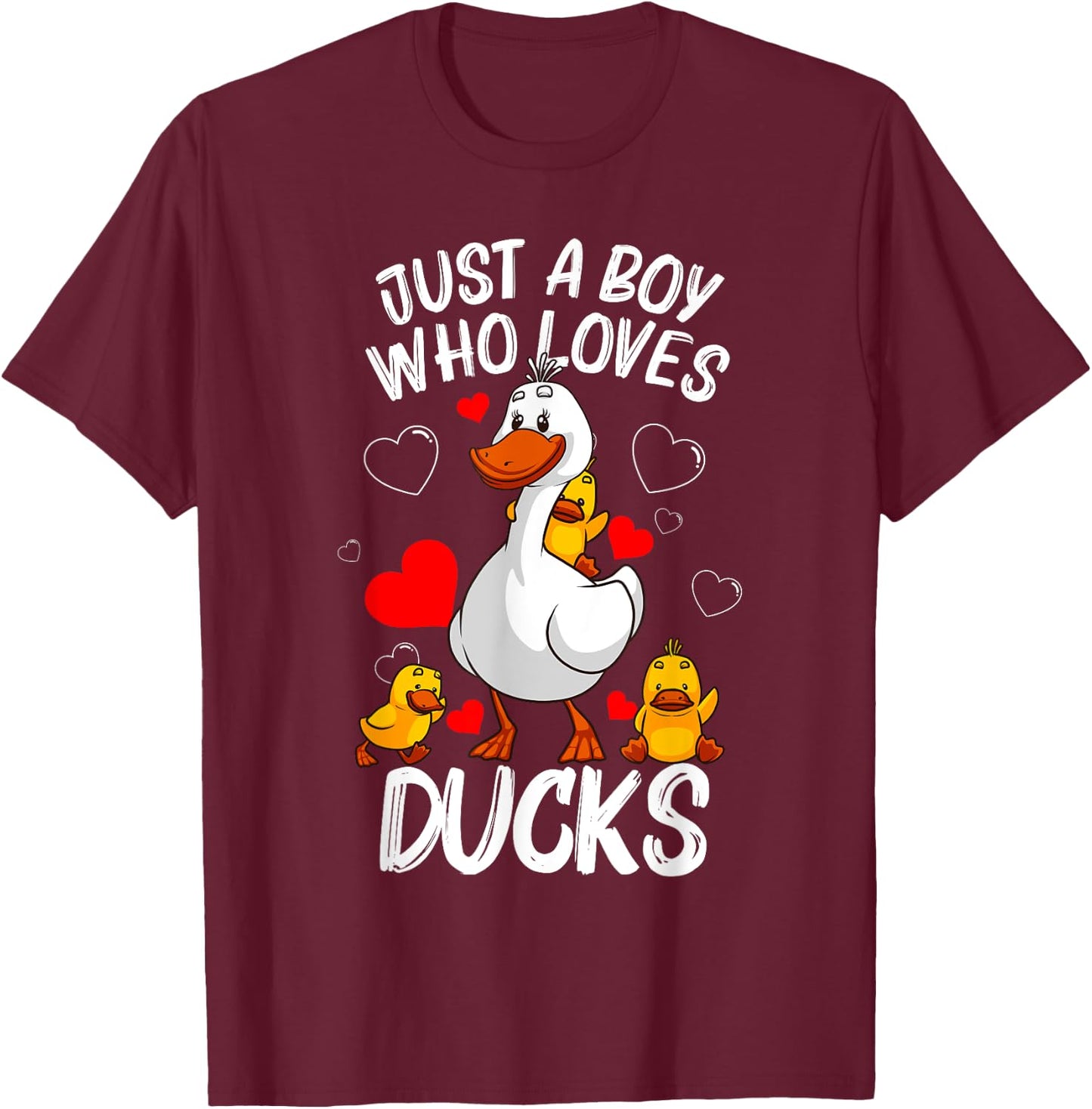 Funny Duck Gift Boys Kids Waterfowl Aquatic Birds Lovers T-Shirt - T-Shirt | Maroon