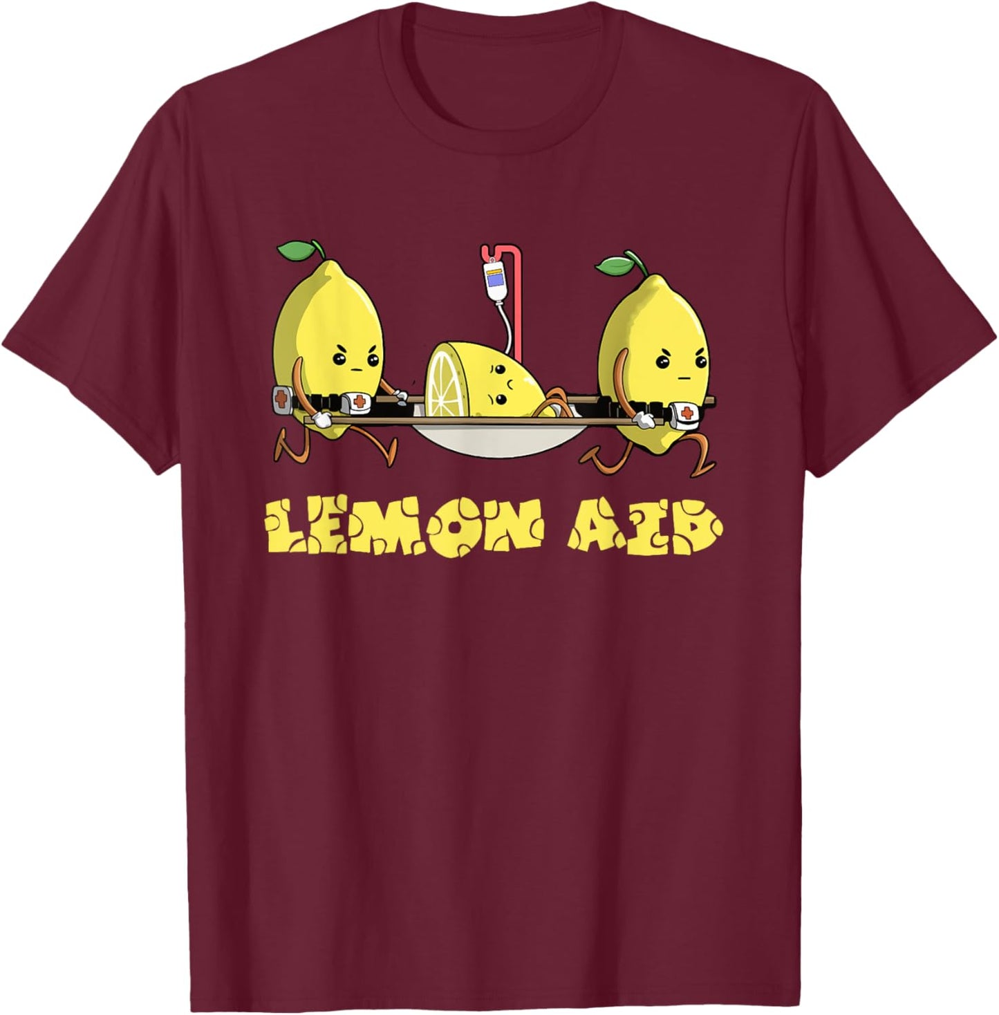 Lemon Aid Funny Lemonade Funny Lemons Meme Graphic Humorous T-Shirt - T-Shirt | Maroon