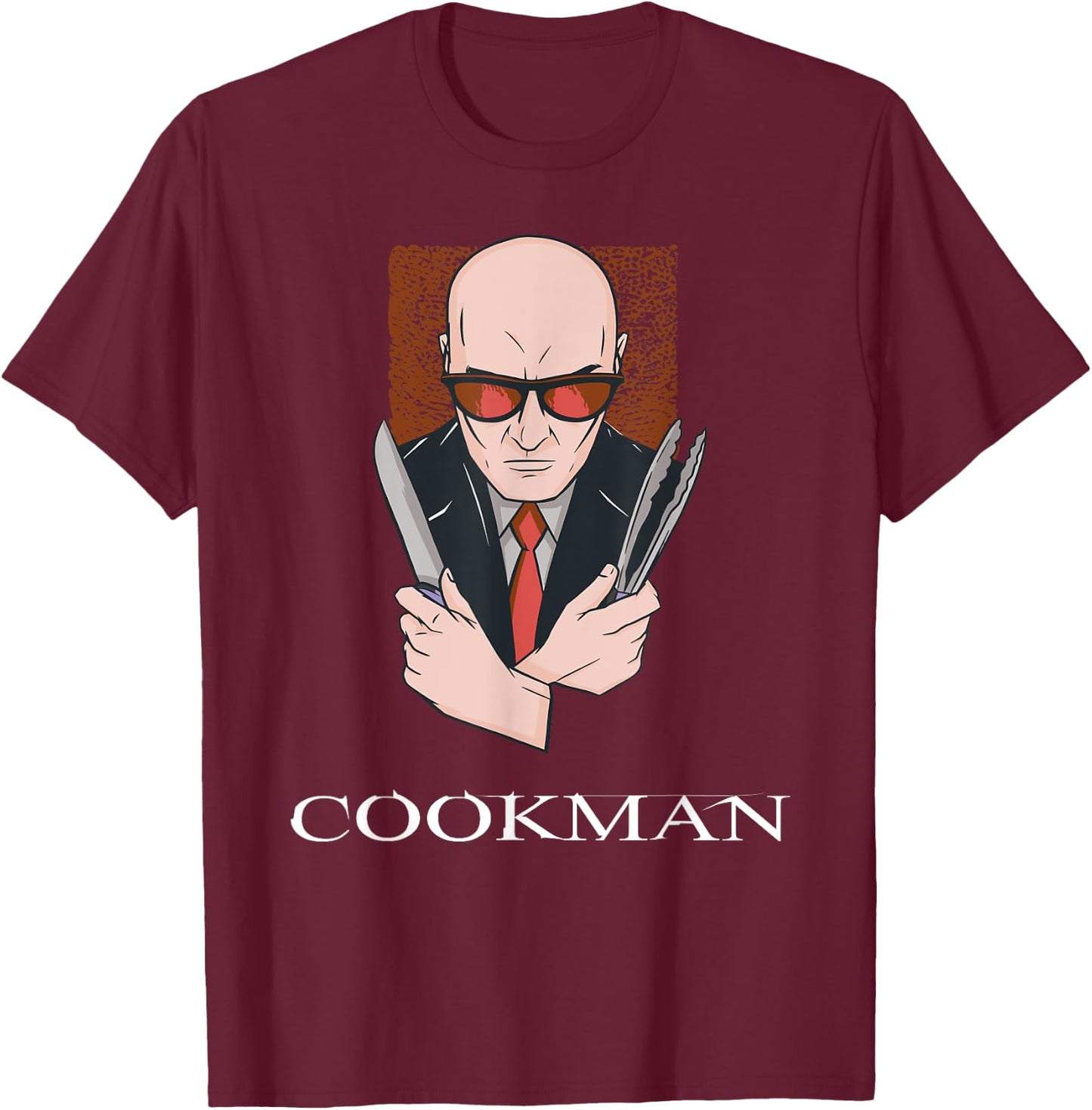 Cookman Cooking BBQ Hitman Parody Video Game Gamer T-Shirt - T-Shirt | Maroon