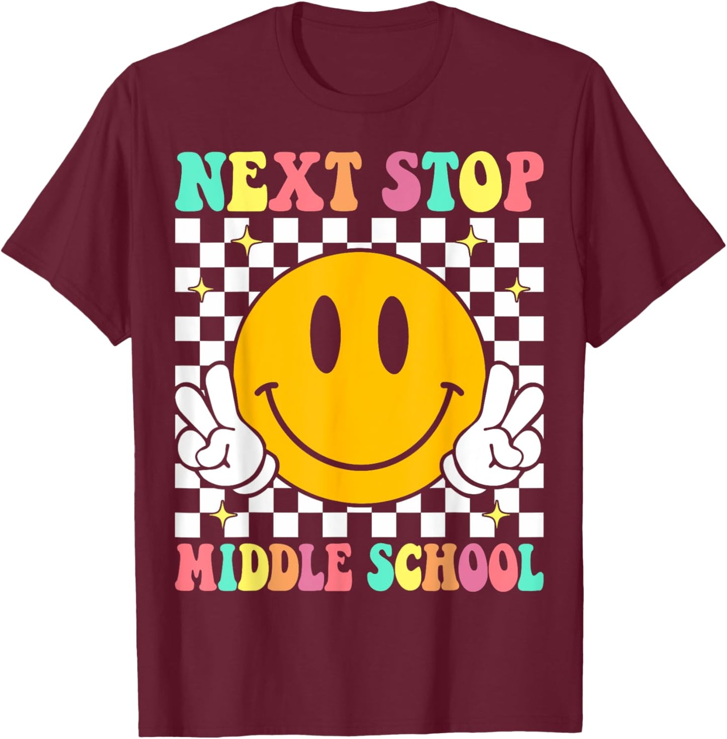 Next Stop Middle School Elementary School Graduation 2025 T-Shirt - T-Shirt | Maroon